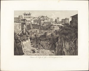 Situação do Templo de Vesta em Tivoli, em frente à cascata