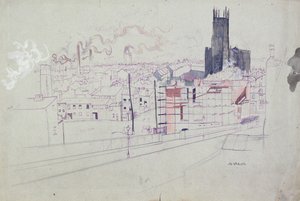 Cidade Industrial (Leeds) (caneta e tinta e aguarela sobre papel)