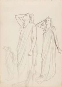 Aino Ackté como Alcestis, três esboços de Albert Edelfelt