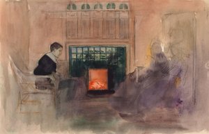 Erik Edelfelt, «Sentado junto à lareira na villa em Kilo» de Albert Edelfelt