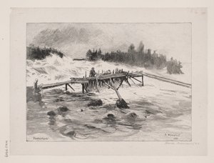 Uma cachoeira. esquis Vallinko de Albert Gustaf Aristides Edelfelt