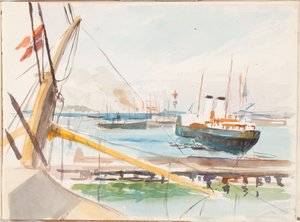 Do Porto de Copenhaga, esboço de Albert Edelfelt