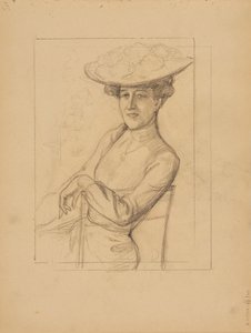 Mulher sentada com um chapéu de Albert Edelfelt