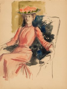 Mulher sentada com um chapéu de Albert Edelfelt