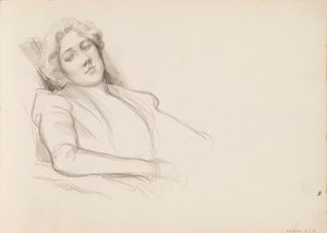 Mulher sentada, filme de meio corpo de Albert Edelfelt