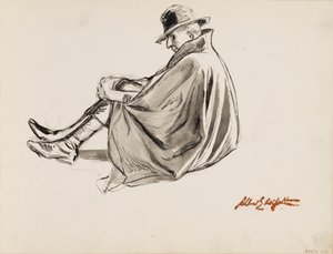 Homem sentado com uma capa de Albert Edelfelt