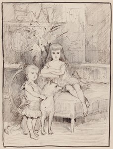 Estudo de retrato de Michael e Xenia, filhos do czar Alexandre III de Albert Edelfelt