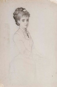 Retrato de uma mulher em pé de Albert Edelfelt