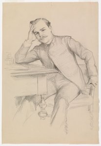 Retrato do autor René Vallery-Radot, esboço de Albert Edelfelt