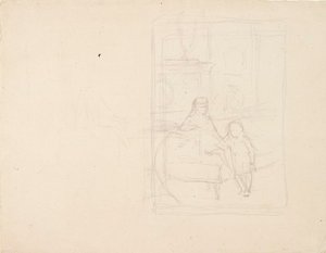 Esboço de Michael e Xenia, filhos do czar Alexandre III de Albert Edelfelt