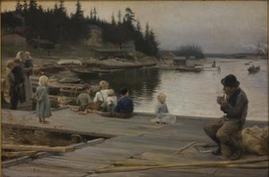 Noite de verão no estaleiro de reparos de Hammar de Albert Gustaf Aristides Edelfelt