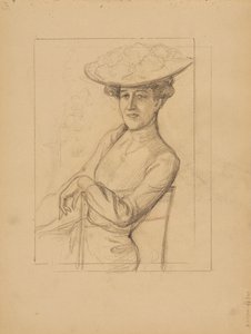 Mulher sentada com um chapéu de Albert Edelfelt