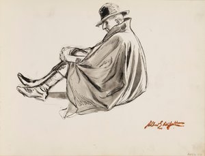 Homem sentado com uma capa de Albert Edelfelt