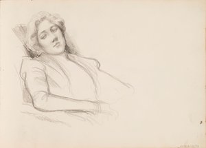 Mulher sentada, filme de meio corpo de Albert Edelfelt