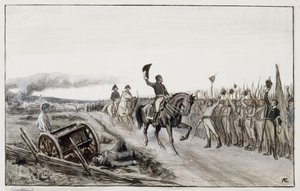 Von Döbeln a saudar as suas tropas, do poema n.º 15, «Stolt» (desenho original para os «Contos do Alferes Stål») de Albert Edelfelt