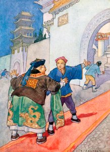 Quando o Grão-Vizir viu o Palácio Maravilhoso de Aladino, não ficou menos espantado do que os outros (litografia a cores)