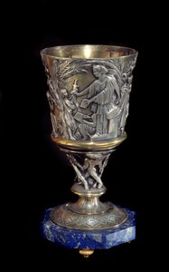 Copo em prata e porcelana feito por Albert Ernest Carrier Belleuse (1824-1887)
