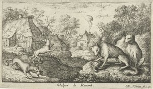 raposas Vulpes le Renard (título no objeto) Diferentes espécies animais (título da série) de Albert Flamen