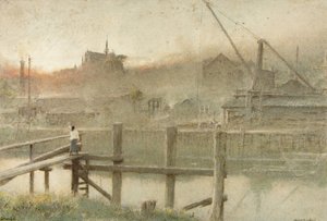 Arundel (aquarela, cor do corpo e lápis no papel) de Albert Goodwin