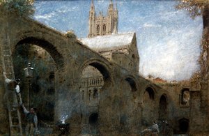 Canterbury (caneta e tinta com aquarela e cor de corpo sobre papel) de Albert Goodwin