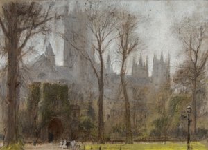 Canterbury, c.1860-c.1932 (pastel e lápis em papel colorido) de Albert Goodwin