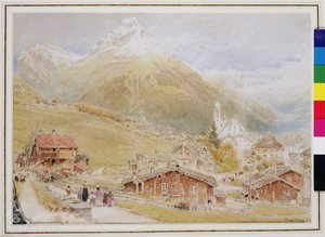 Engelberg, domingo de manhã, c.1909-11 (caneta e tinta, wc) de Albert Goodwin
