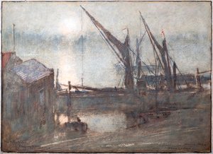 Nevoeiro no rio, Cheyney Walk, Chelsea de Albert Goodwin