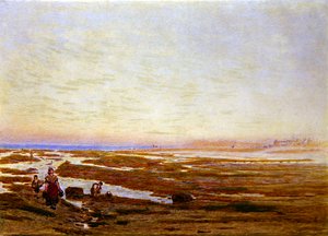 Maré Baixa na Costa Sul, perto de Brighton de Albert Goodwin