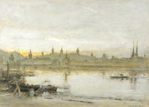 Lucerna (óleo, caneta e tinta sobre papel) de Albert Goodwin