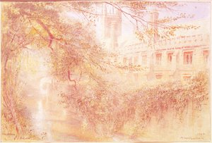 Magdalen College, Oxford, 1904 (wc no papel) de Albert Goodwin