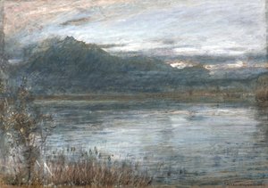 Pilatus e Lucerna (aguarela e cor de corpo sobre papel colorido) de Albert Goodwin
