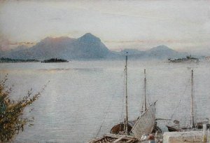 Nascer do sol de Baveno, Lago Maggiore de Albert Goodwin