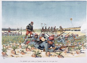 Sob o fogo do inimigo - em "Álbum Militar" de Albert Guillaume (1873-1942), por volta de 1900 de Albert Guillaume