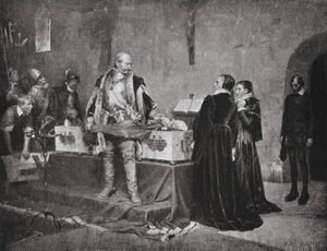 Duque Carlos insulta o cadáver do seu inimigo Fleming (litografia) de Albert Gustaf Aristides (after) Edelfelt