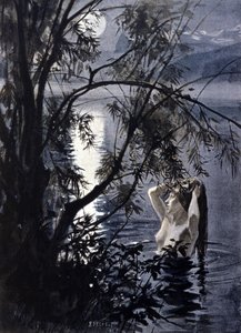 Representação de uma ninfa ondina, aquática, da mitologia germânica. Ilustração de Albert Edelfelt (1854 - 1905).