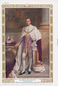 Rei Jorge VI em suas vestes de coroação (cor litho) de Albert Henry (after) Collings