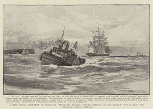 Um novo movimento social na Austrália, emigrantes saindo do porto de Sydney no Barque Royal Tar para o Paraguai, América do Sul