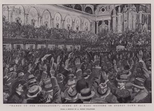 Mãos para a Federação !, Cena em uma reunião de massa na Câmara Municipal de Sydney de Albert Henry Fullwood