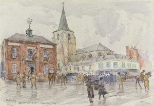 Oisemont, Quartel da 3ª Divisão, 1918 (wc e guache com carvão sobre papel)