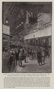 Cena à noite em King Street, Sydney, enquanto os resultados das eleições gerais em New South Wales estavam sendo postados de Albert Henry Fullwood