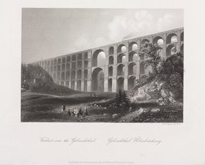 Viaduto sobre o Golzschthal, Saxônia, c.1840