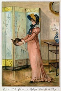 Você pode ter um tempo muito feliz, cartão de Natal vitoriana, publicado pela Hildesheimer und Faulkner, Londres, c.1880