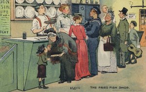 A loja de peixe frito (chromolitho)