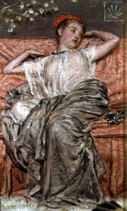 Estudo de uma figura drapeada (óleo) de Albert Joseph Moore