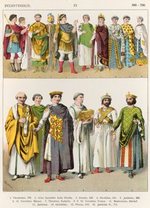 Vestido no Tribunal Bizantino, 300-700, de &39;Trachten der Voelker&39;, 1864 (cor litho)