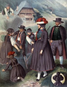 Camponeses nos arredores de Baden, c.1860 (gravura) de Albert Kretschmer