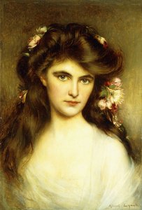 Uma jovem beleza com flores no cabelo,