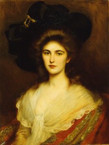 Retrato de uma senhora elegante de chapéu preto,