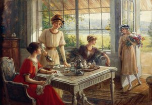 Mulheres tomando chá, de Albert Lynch (1851-1912)