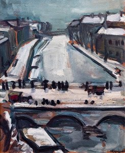 Ponte sobre o Sena no inverno, ca. 1906 (óleo sobre cartão) de Albert Marquet